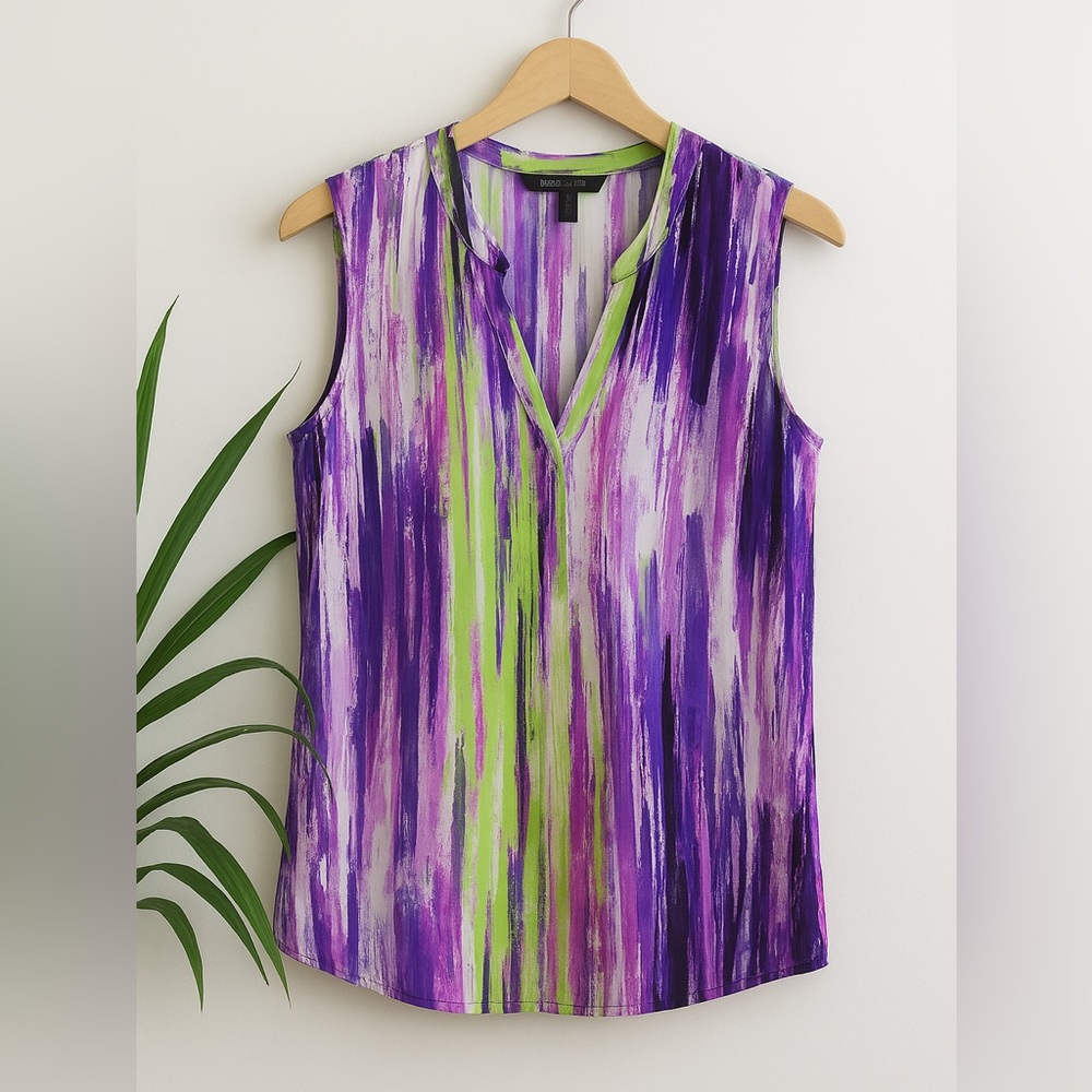 BCBGMaxAzria Multicolor Abstract Sleeveless Top